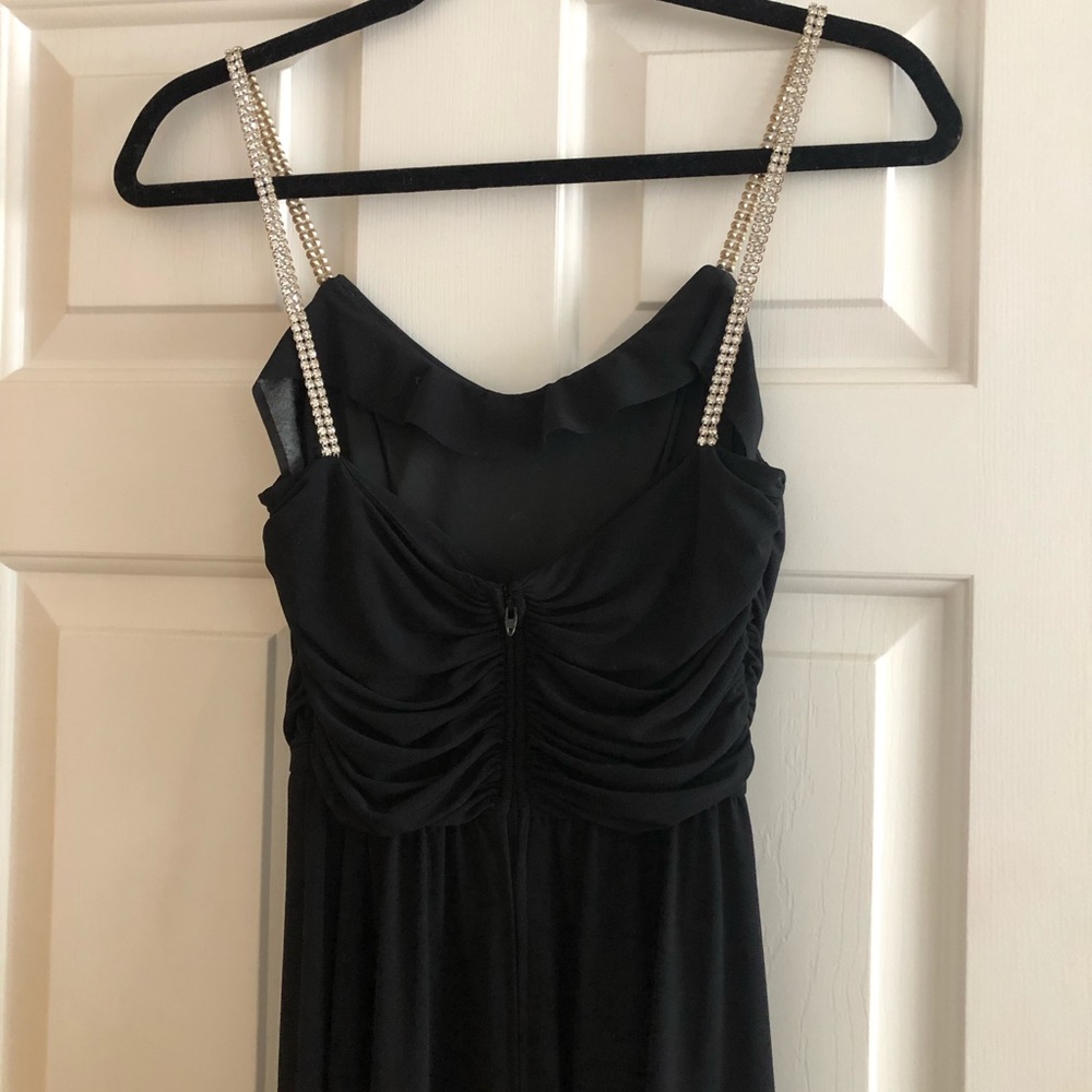 Tea/midi length black dress with diamond straps - Picture 2 of 2